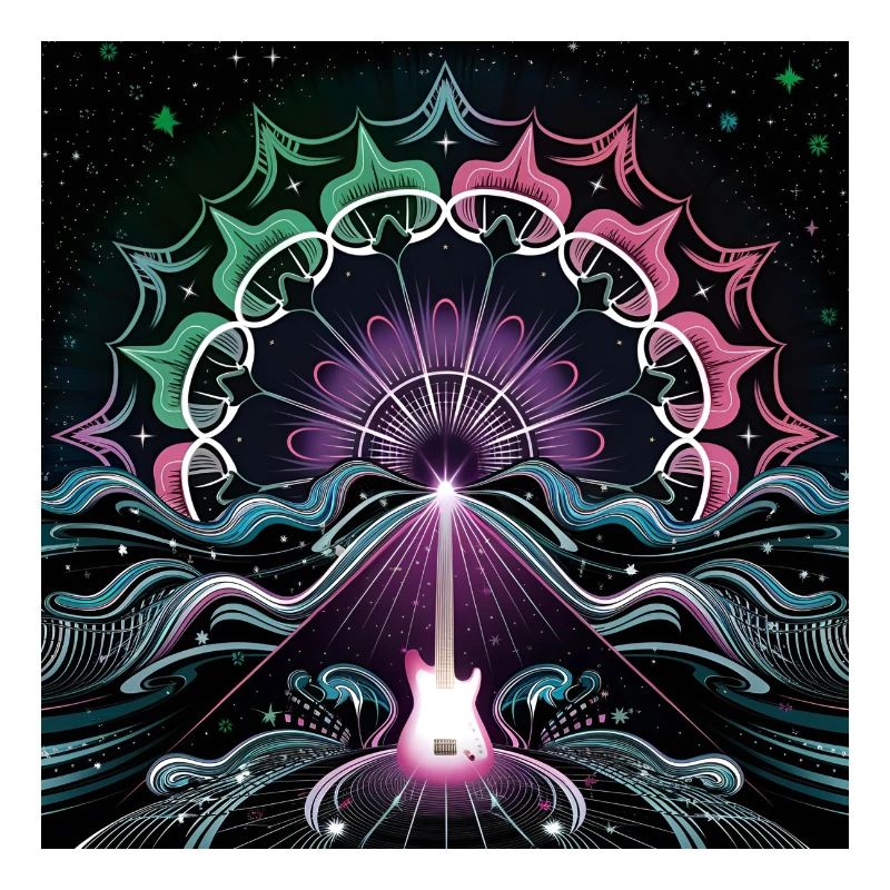 Neon Psychedelic Guitar Masterpiece