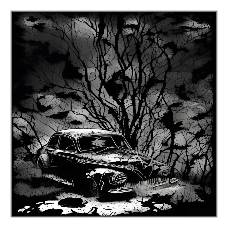 Dunkler Wald Oldtimer Illustration