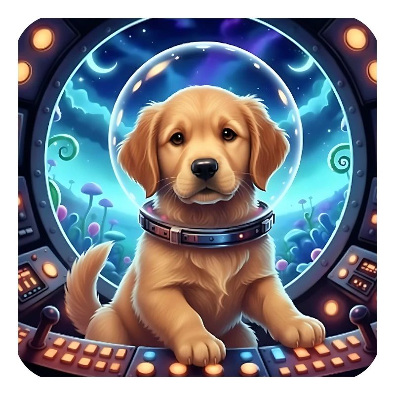 Astronaute chiot avec un casque spatial