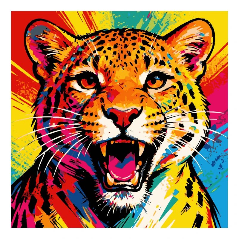 Explosion de couleurs du léopard pop art