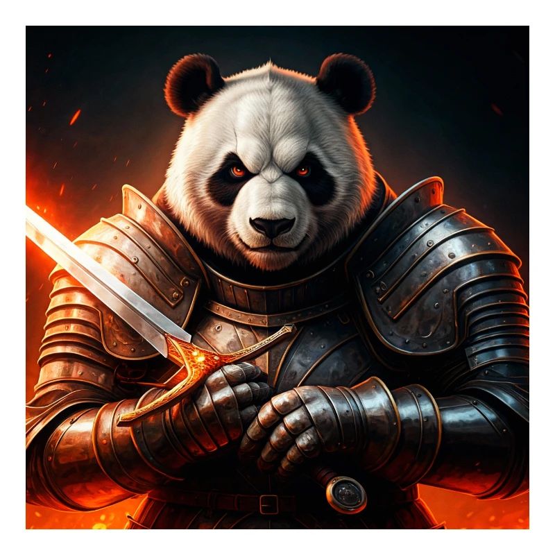 Panda warrior in fire armor