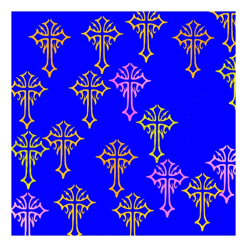 Neon Cross Pattern on Cobalt Blue