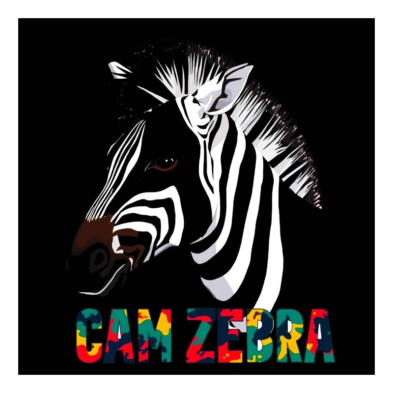 Zebra Silhouette with Colorful Text CANZEBRA