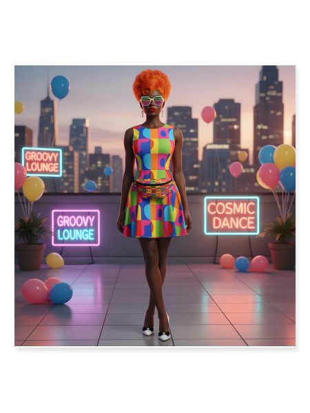Geometrisches Neon-Diva-Kleid