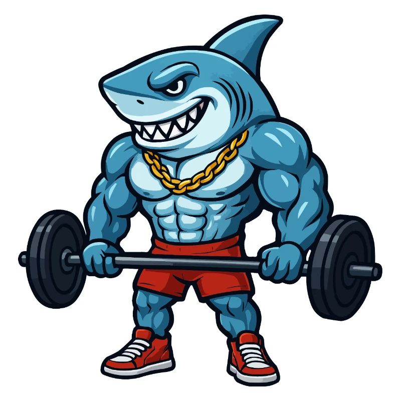 Muscles de requin, bodybuilder comique