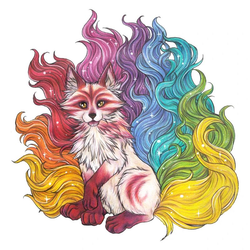 Rainbow Kitsune Mythical Fox Gift Manga