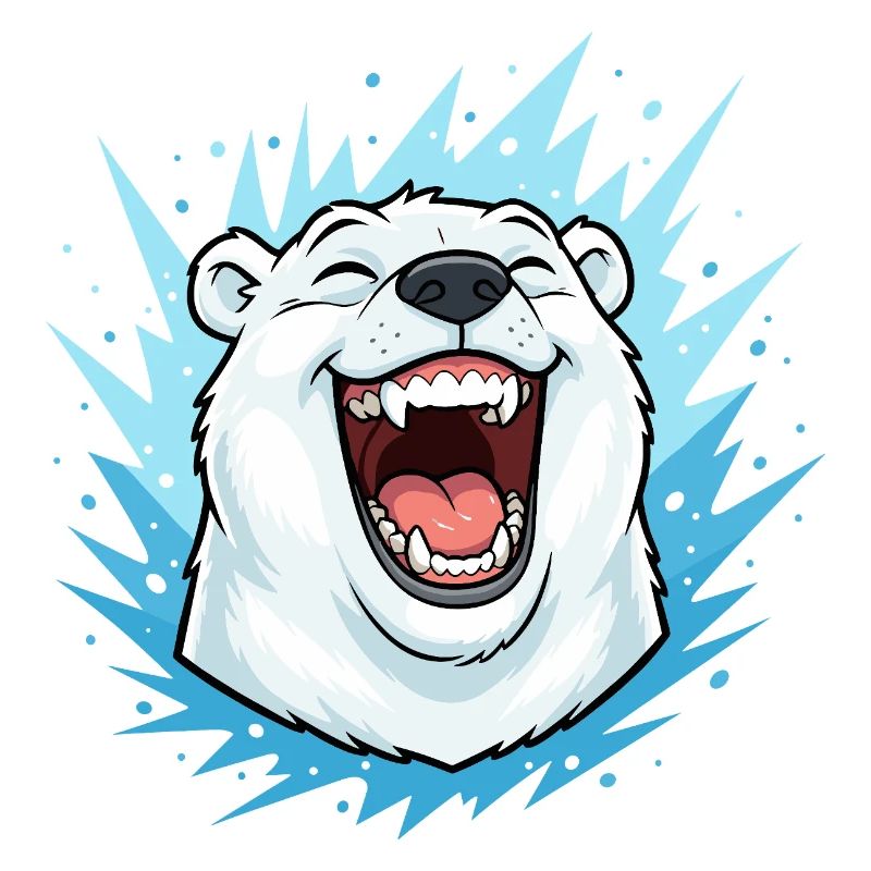 Laughing Polar Bear in Blue Lightning