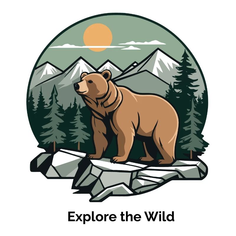 Bär in Berglandschaft Logo