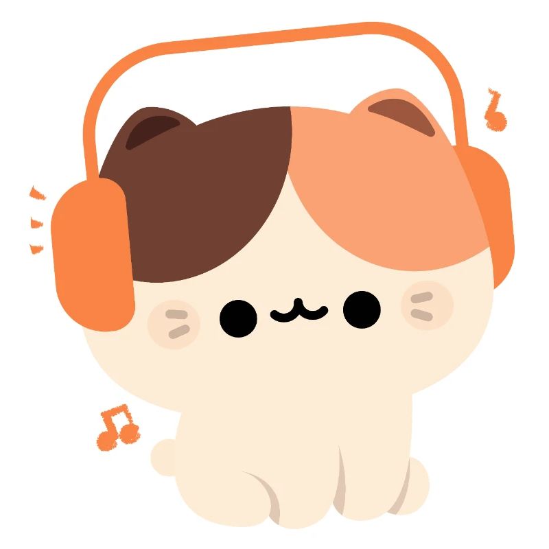 Chat kawaii avec casque design