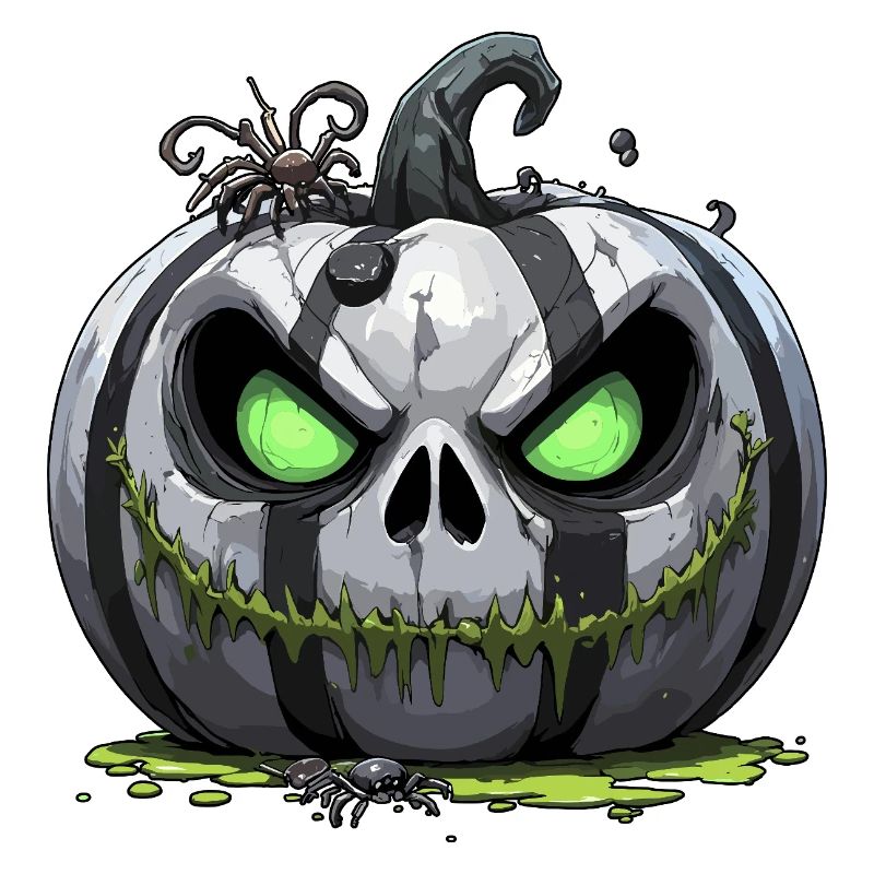 Grim Pumpkin Zombie with Green Eyes