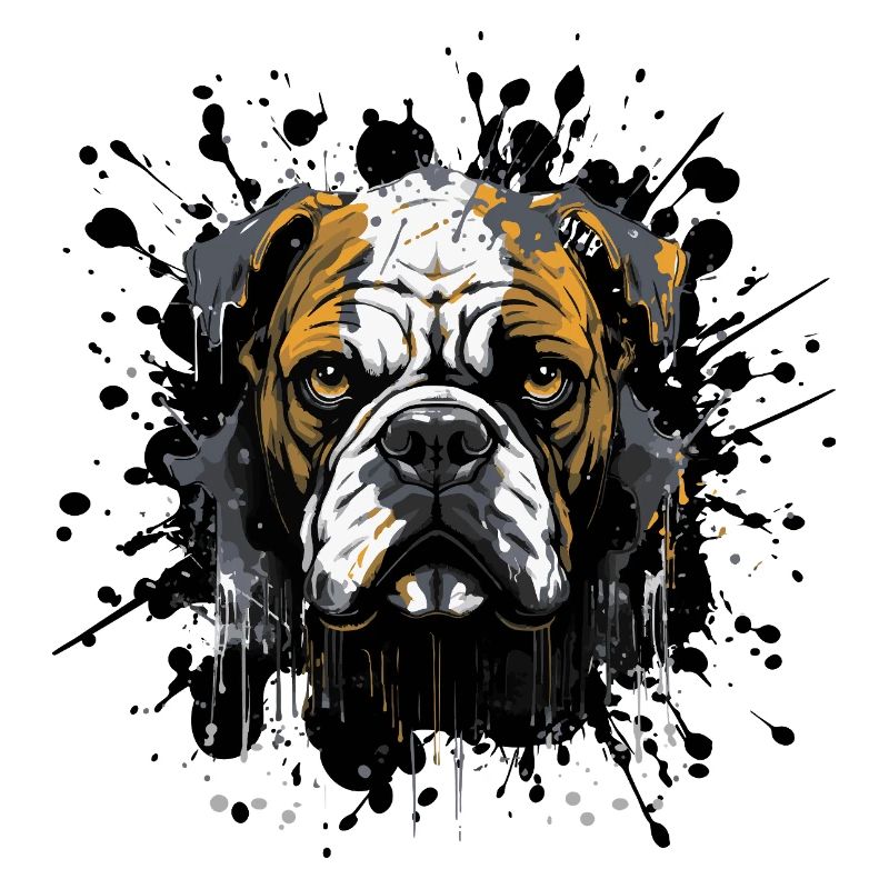 Portrait de tête de bouledogue éclaboussé