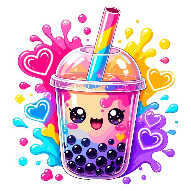 Kawaii Bubble Tea Farbexplosion