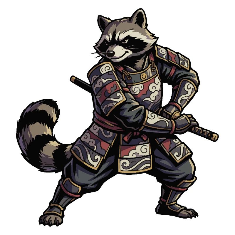 Raccoon Samurai with Katana