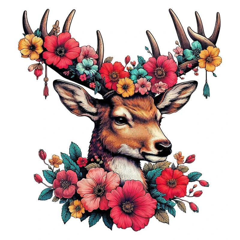 Deer with Flowers