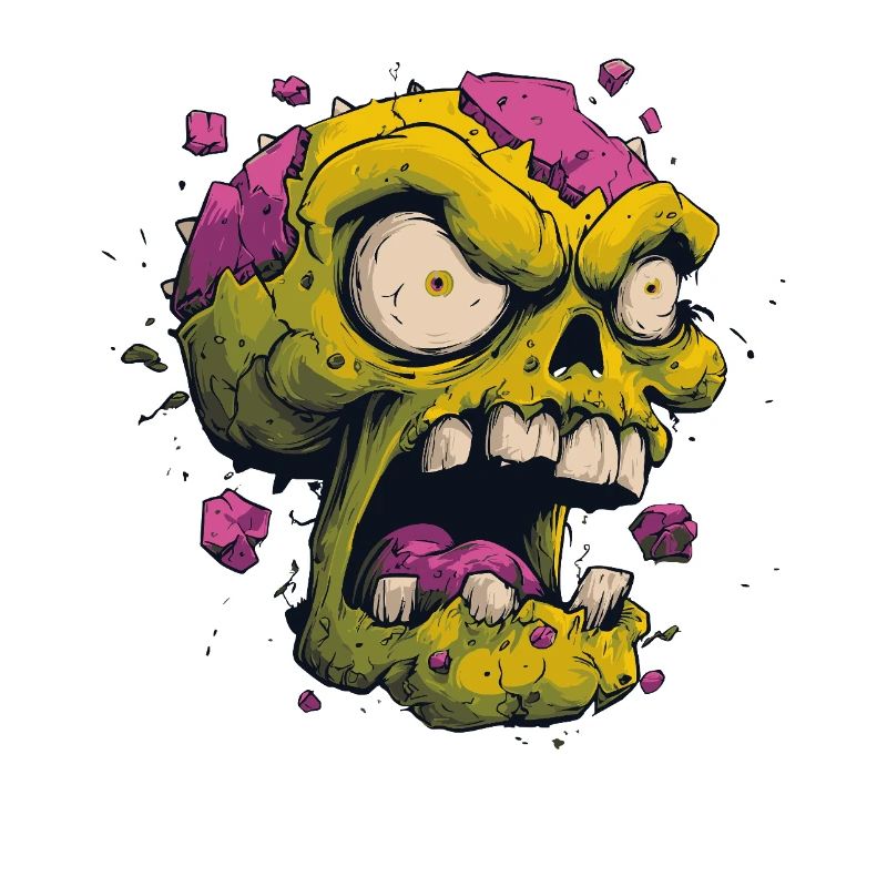 Exploding Skull – Comic Horror Motif