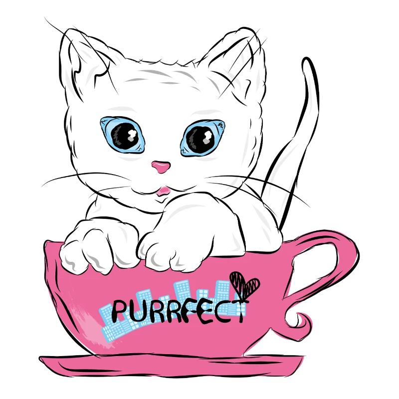 Purrfekte Katze in rosa Teetasse