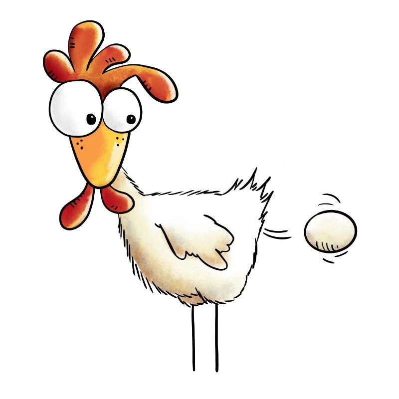 Plopp es ist raus das Ei - Huhn - Hahn - Gockel
