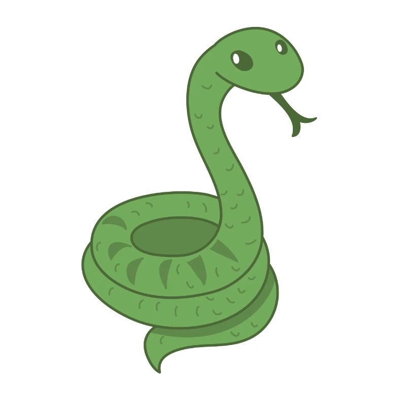 Serpent vert (snek) avec la langue sortie
