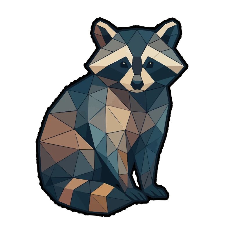 Geometrischer Waschbär Low Poly
