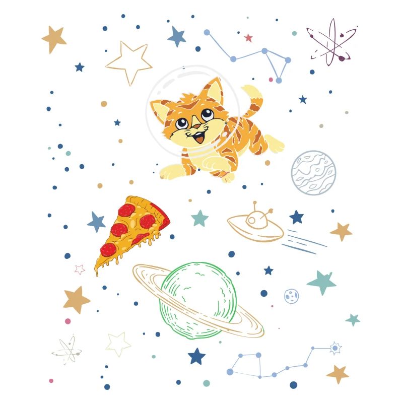 Playful Cat in Cosmic Space Scene