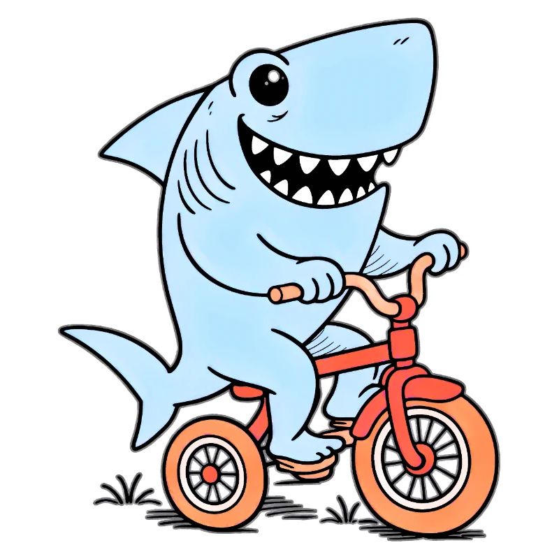 Le requin bleu à vélo