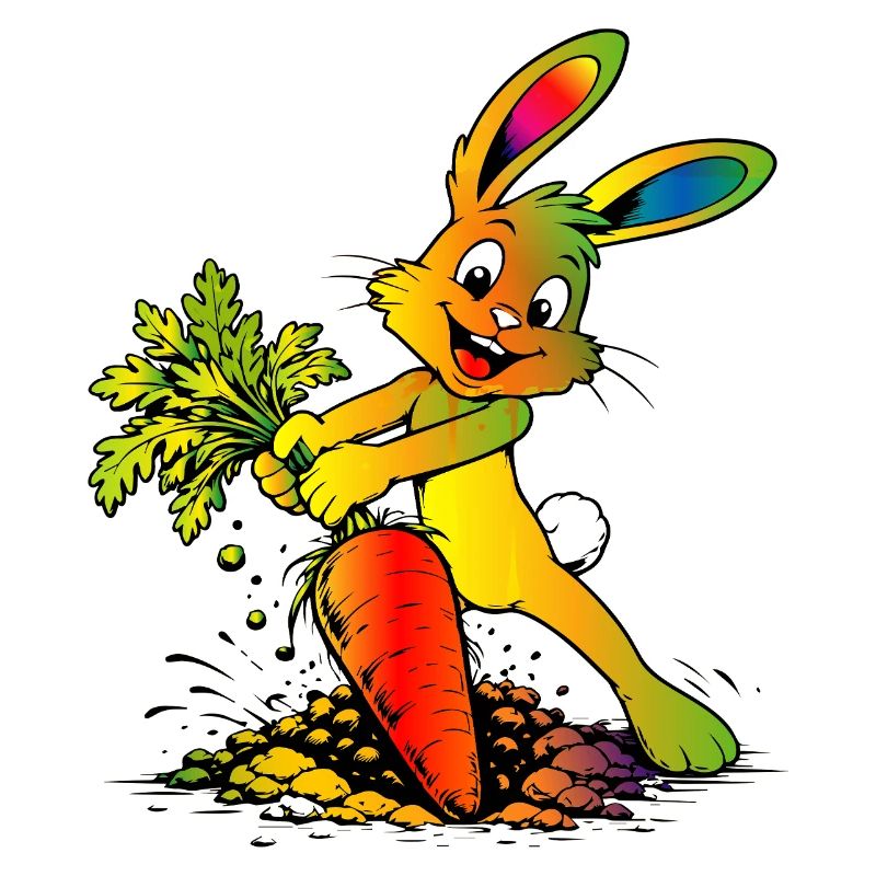 Cartoon Bunny with Carrot Funny Easter Design