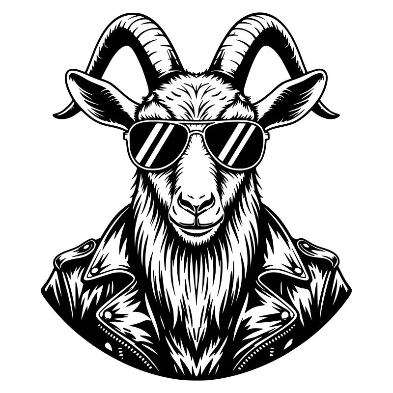 Cool billy goat with sunglasses – Line Art