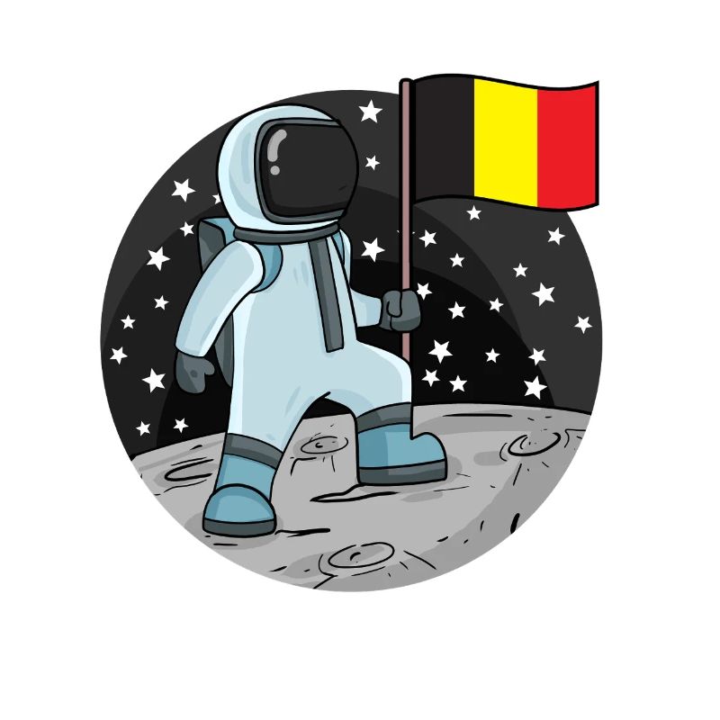 Astronaute avec drapeau belge dans l’espace