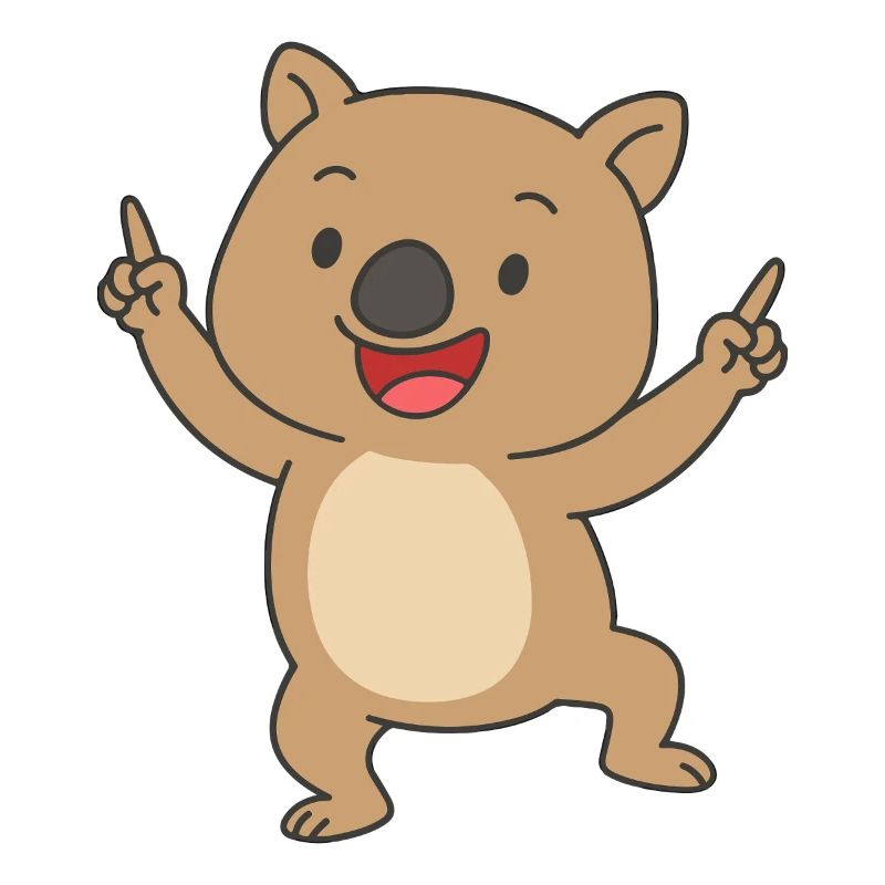 Dessin animé de bébé wombat dansant