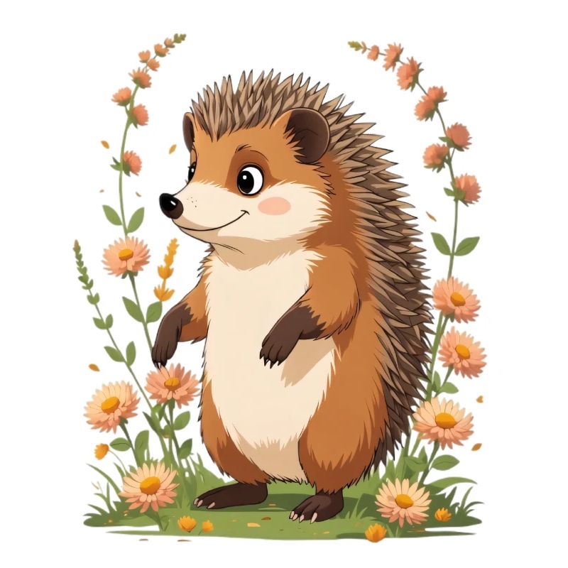 Hérisson mignon avec couronne de fleurs