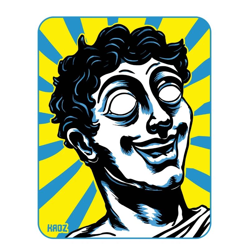 lustige Griechische Comic-Statue mit leerem Blick