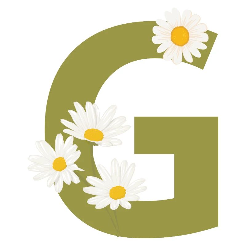 Buchstabe g grüne Gänseblümchen