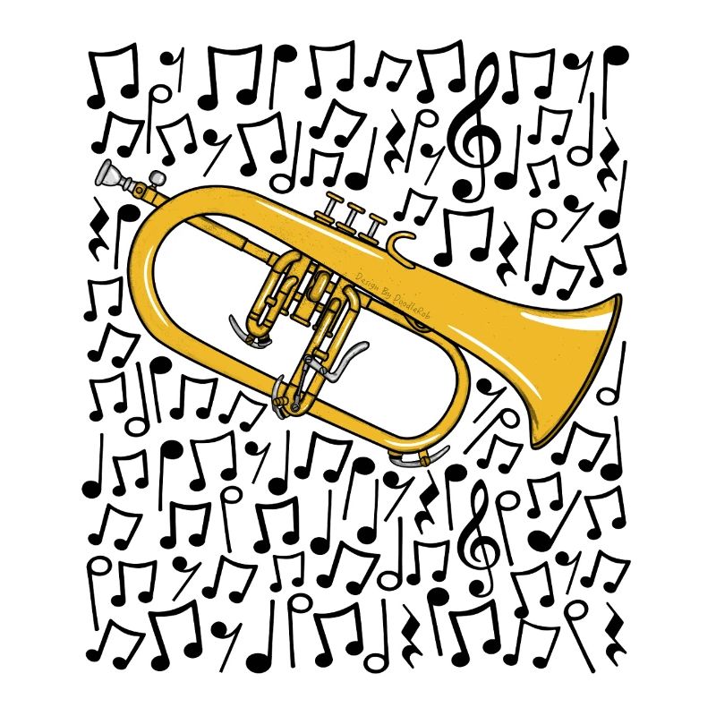 Flugelhorn Musical Notes Hornist Brass Musician