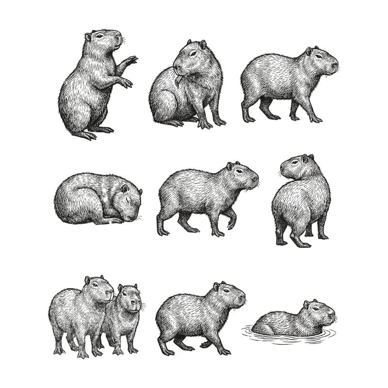 Silhouettes de capybara dans la conception forestière