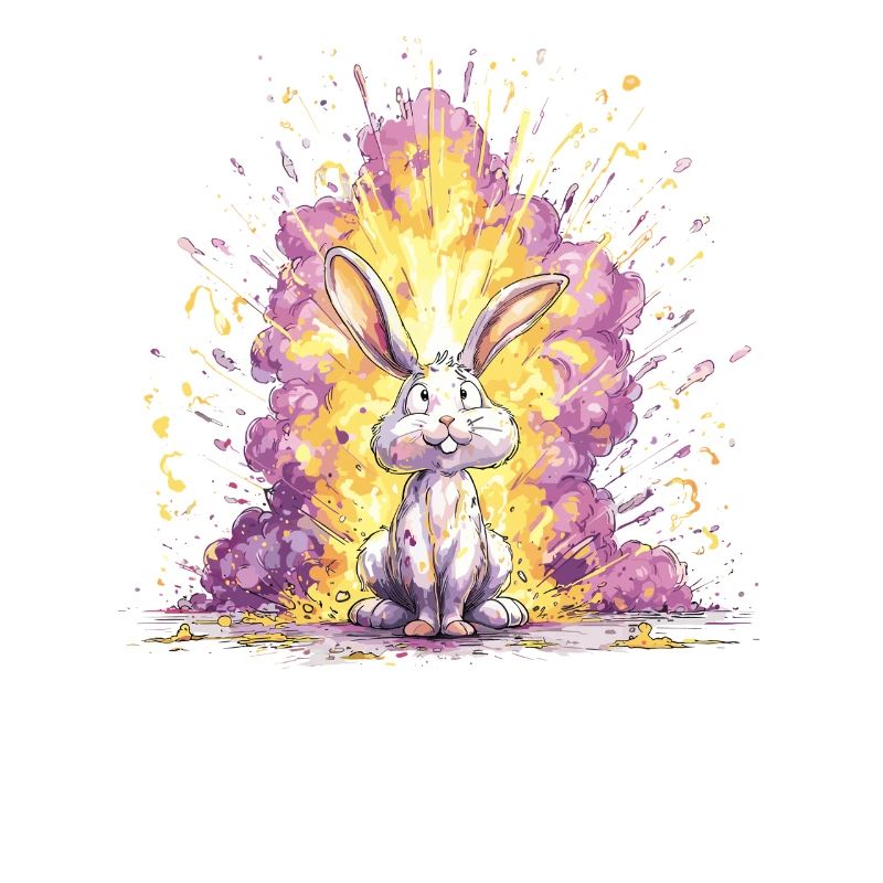 Illustration du lapin explosion en couleur