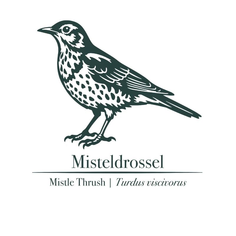 Mistletoe Thrush Silhouette | Ornithology Drawing
