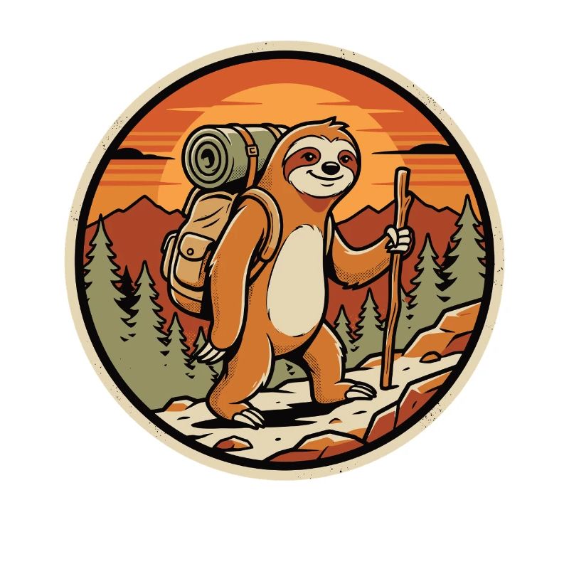 Faultier Wanderer Retro Badge