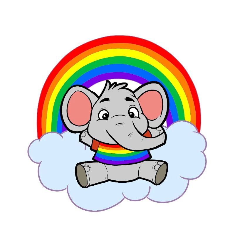 Nuage arc-en-ciel Bébé Éléphant Coloré