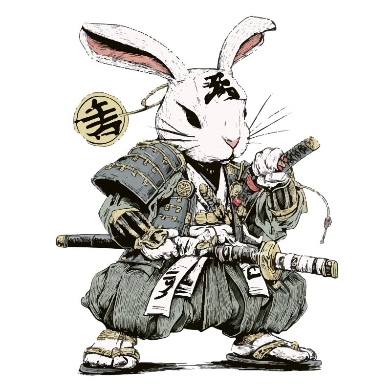 Rabbit Samurai Warrior with Katana