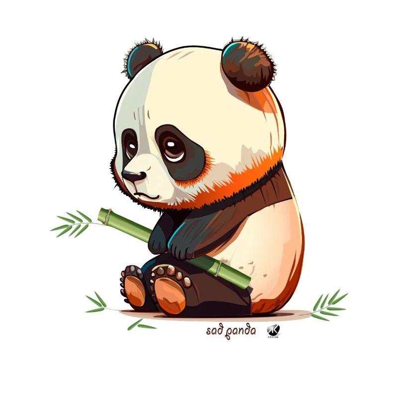 Trauriger Panda mit Bambus Sad Panda