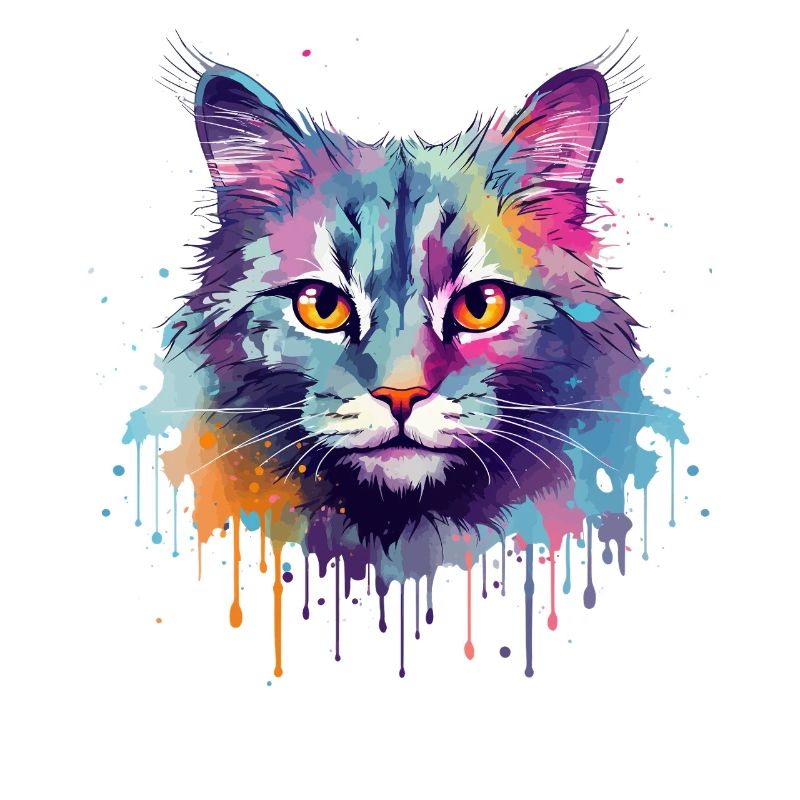 Art coloré en éclaboussures Face de chat en brume australienne