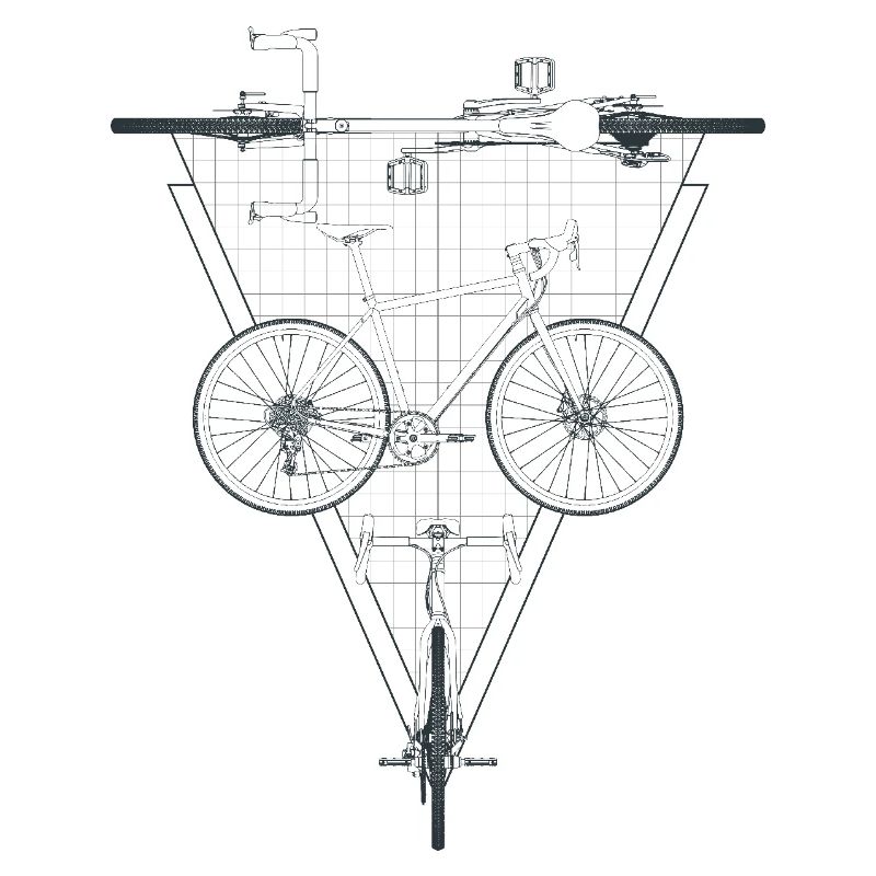 Geometric Bicycle Inside Triangle Emblem
