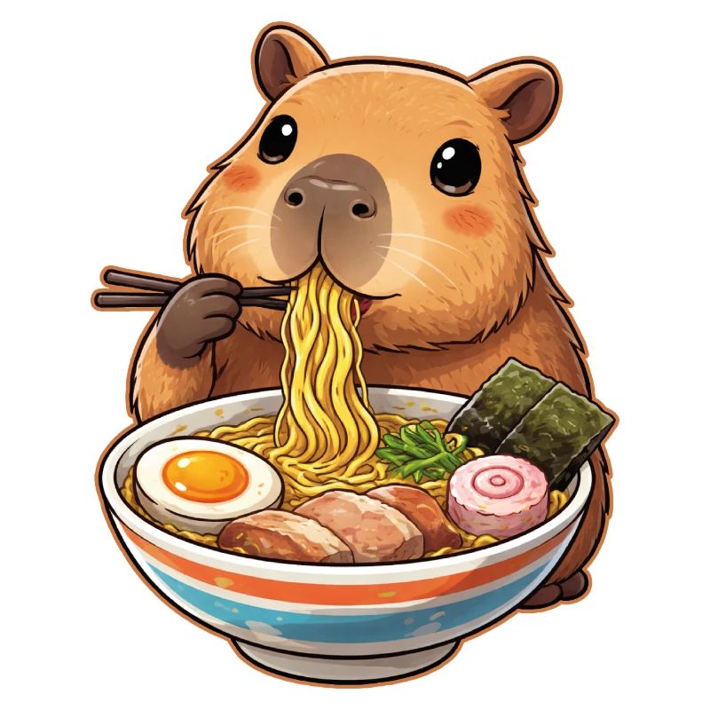 Capybara Eats Ramen Noodles