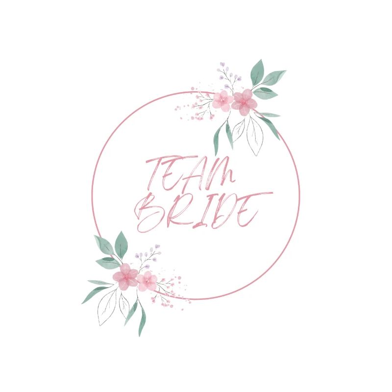 Team Bride Pink Circle Flowers Plain