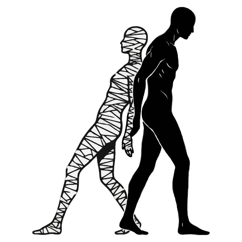 Ombra e mummia corpo collegato