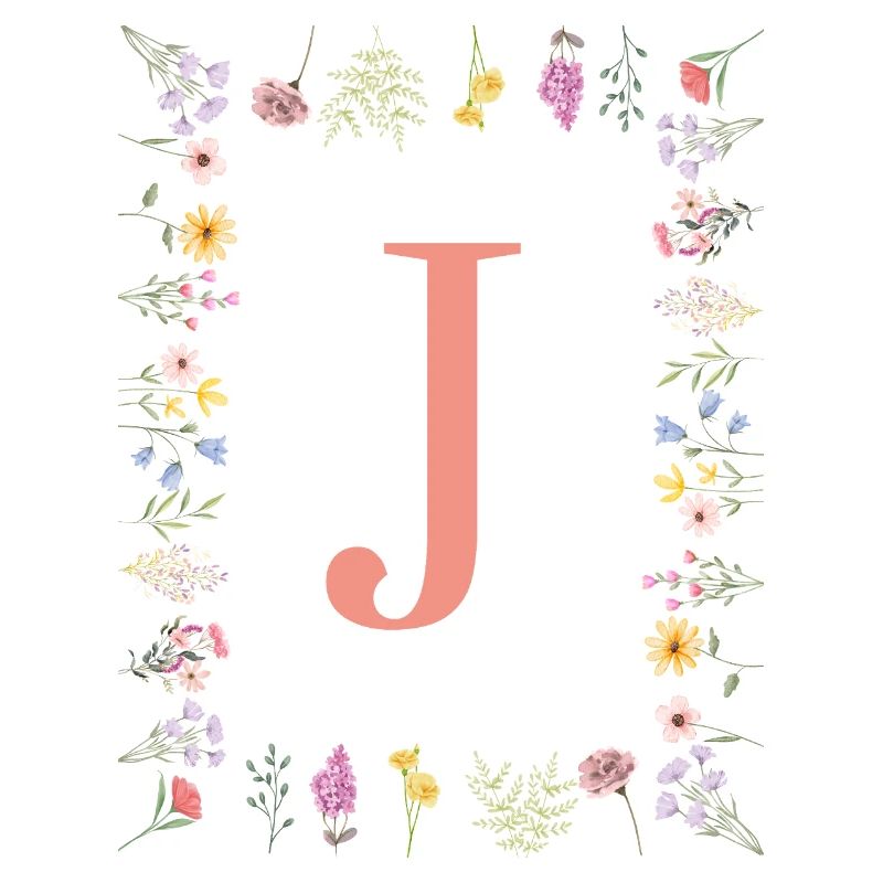 Floral Initials "J", Letters Monogram