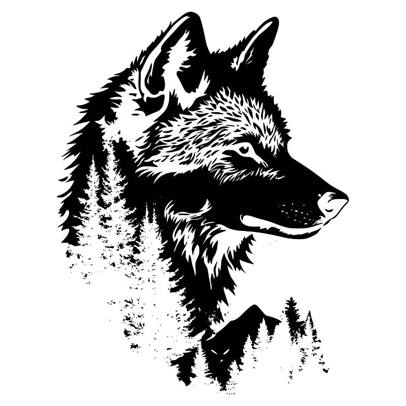 Wolf Gesicht Wald Silhouette