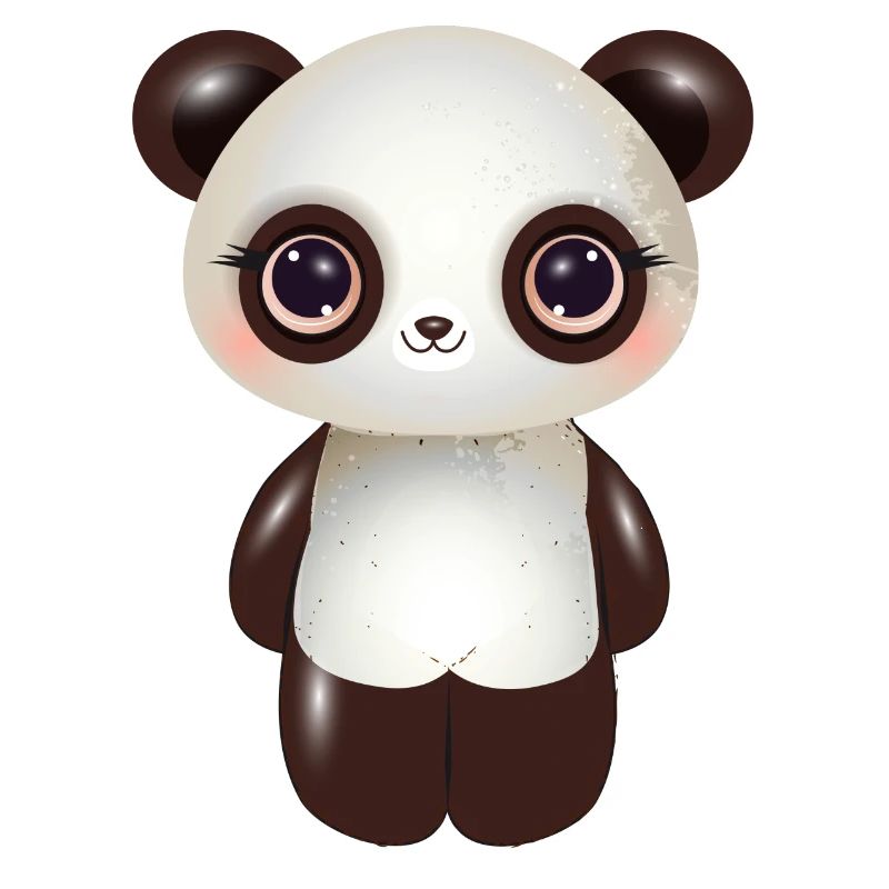 cute panda with pink cheeks in comic style