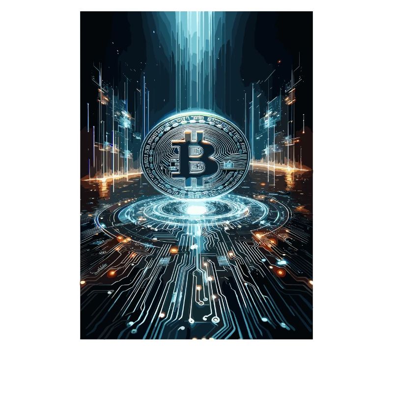 Futuristisches Bitcoin Digital Artwork