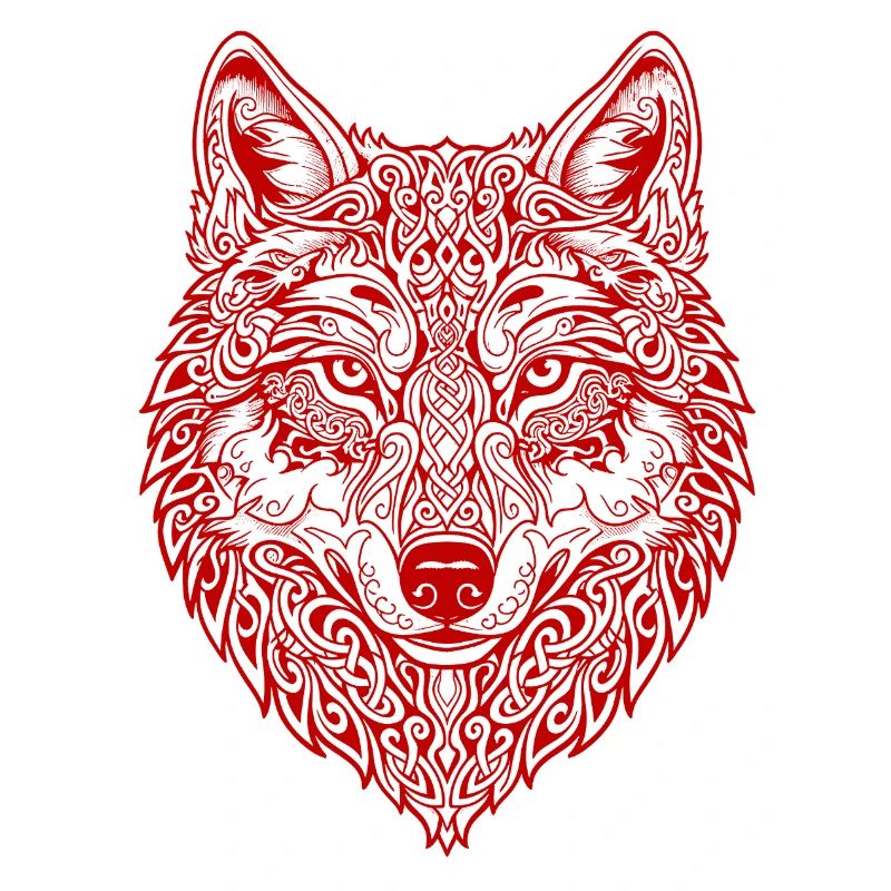 Tête de loup ornée